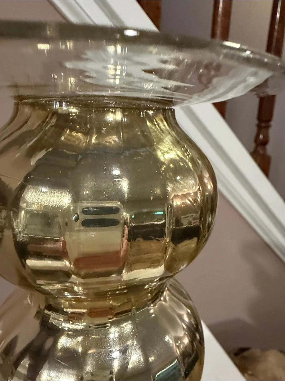Gold Glass Bubble Candlestick Holders, Set of 2